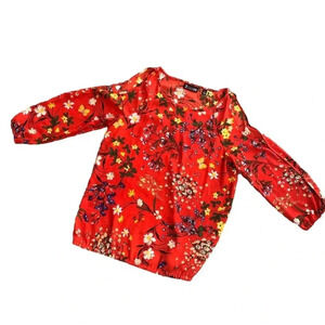 New York And Company Cold Shoulder Top Red Floral Lightweight Womens Size Small